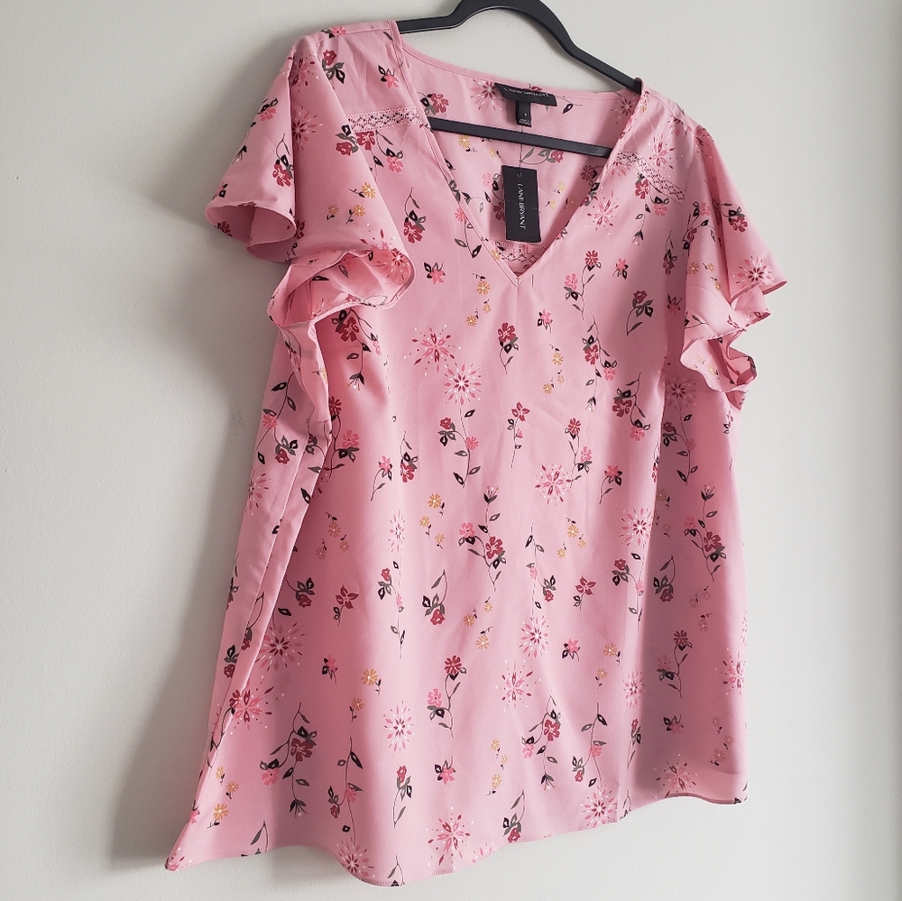 Lane Bryant Pink Blush Pink Blouse Short S…
